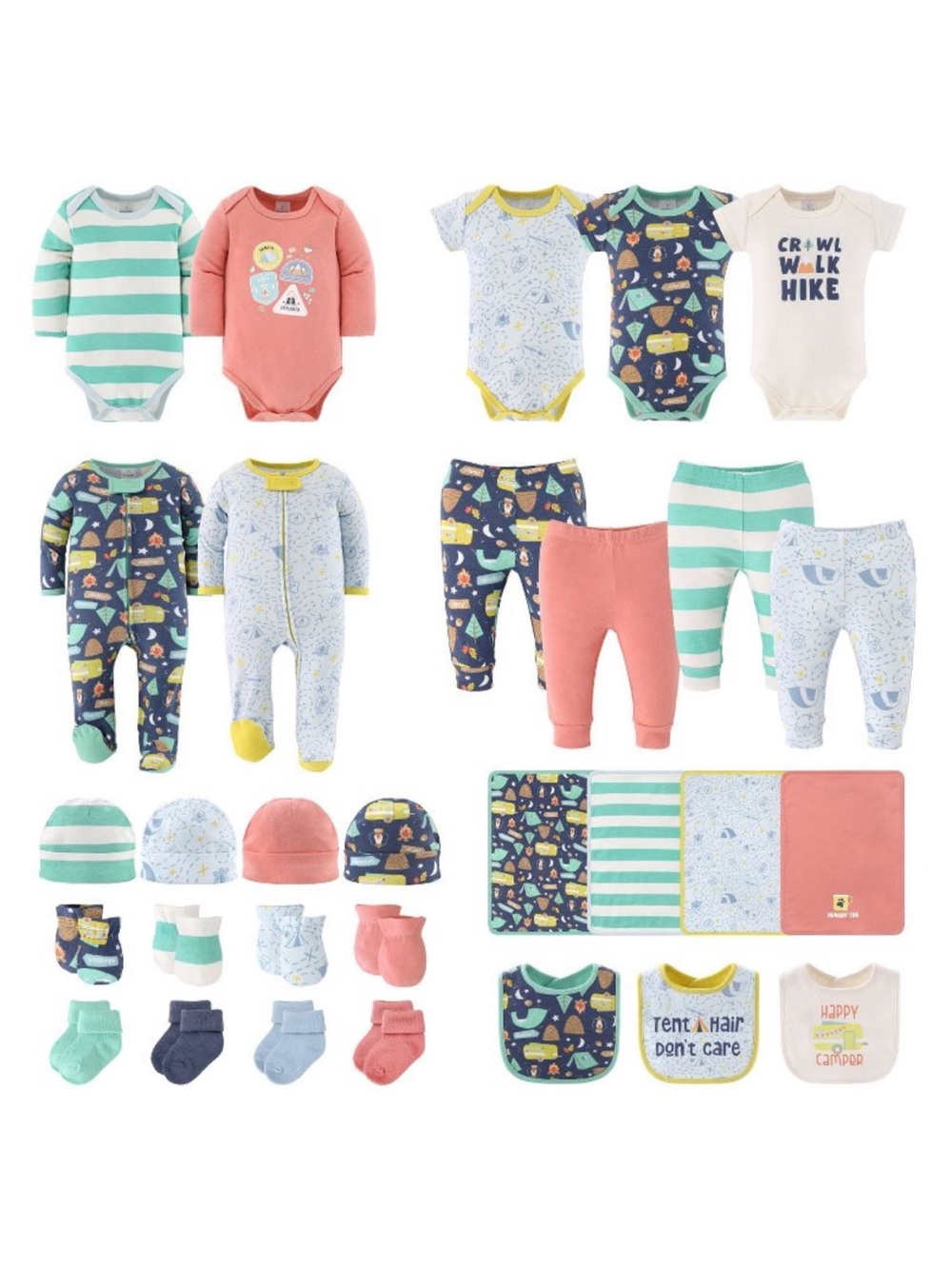 The Peanutshell Baby Boy Happy Camper Cotton Layette Gift Set,‎ 30-Piece